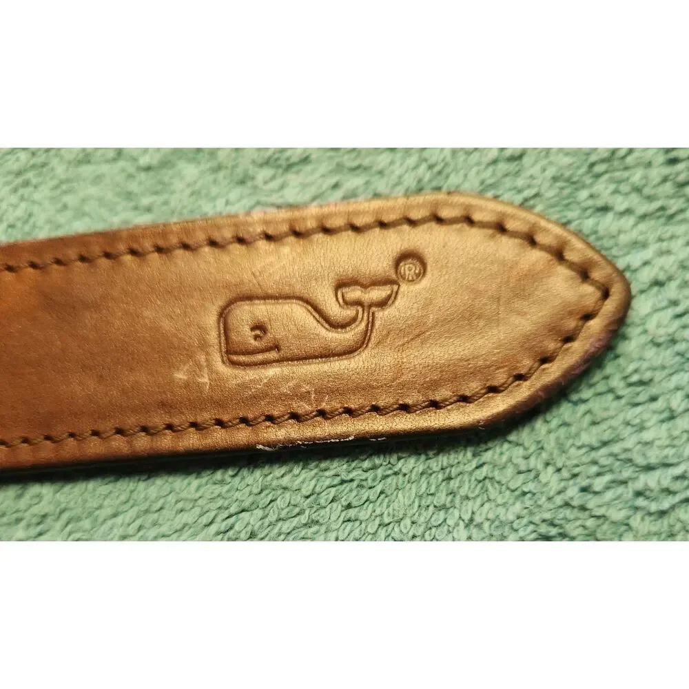Vineyard Vines Men's Micro Whale Classic Canvas Club Belt, Brass Buckle Navy, 44